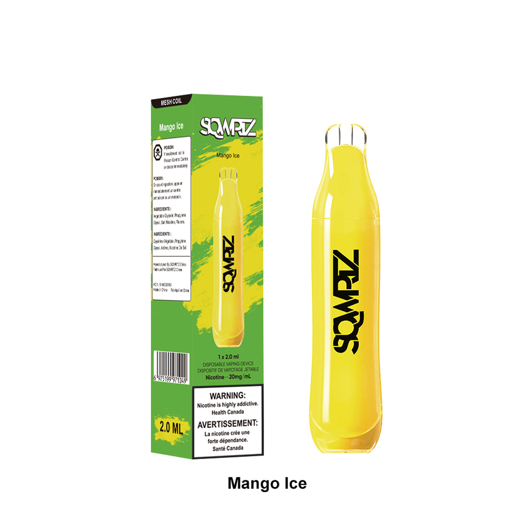 Disposable vape- 4000 Puffs- 650mAh- Mesh coil- 2ml liquid- Vape flavour- Mango ice- Sqwrtz- vape wholesale