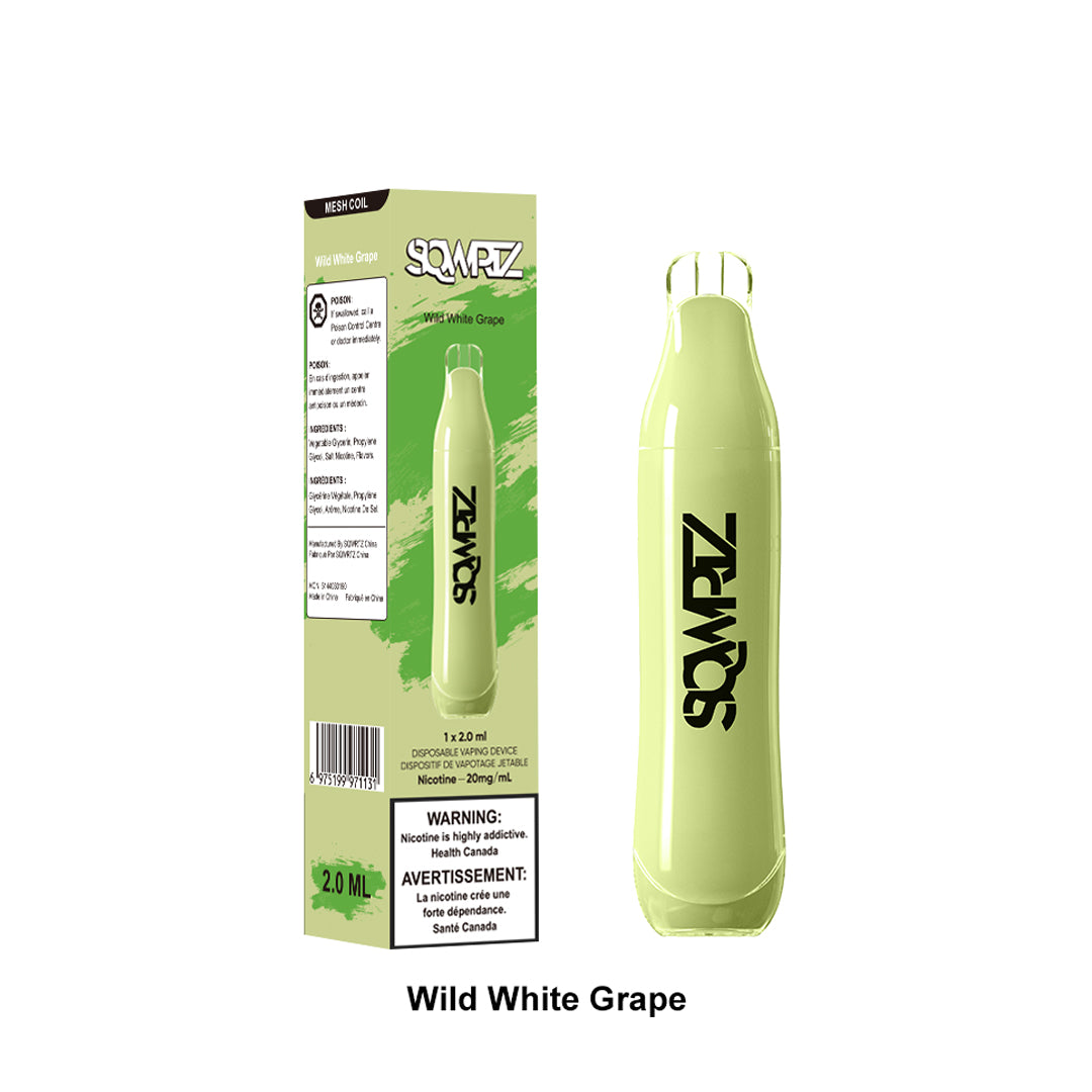 Disposable vape- 4000 Puffs- 650mAh- Mesh coil- 2ml liquid- Vape flavour- Wild white grape- Sqwrtz- vape wholesale